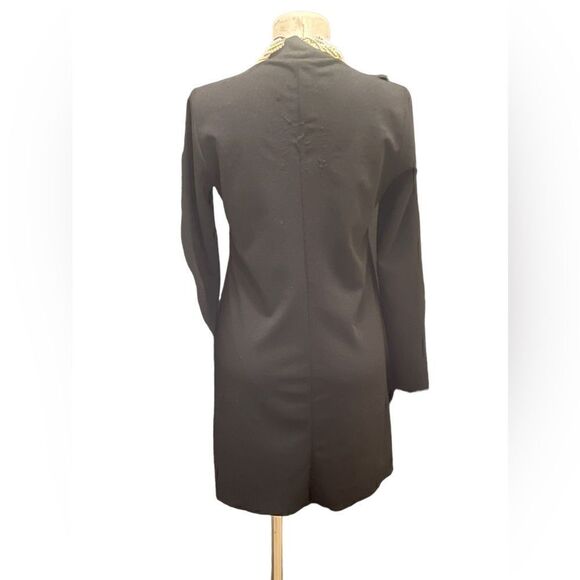 Chic Elegance: Zara Black Ruffle Long Sleeve Mock Neck Dress - Picture 6 of 6